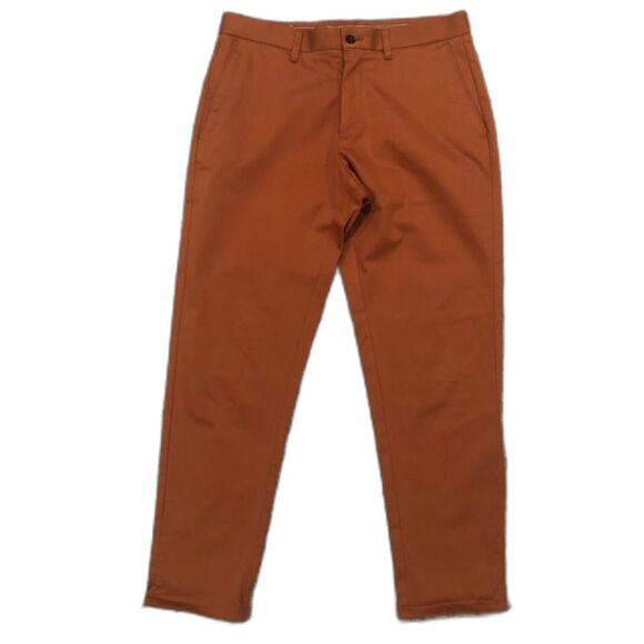 Zara Men Burnt Orange Flat Front Cotton Chino Trouser Pants Sz 31W - Picture 3 of 8